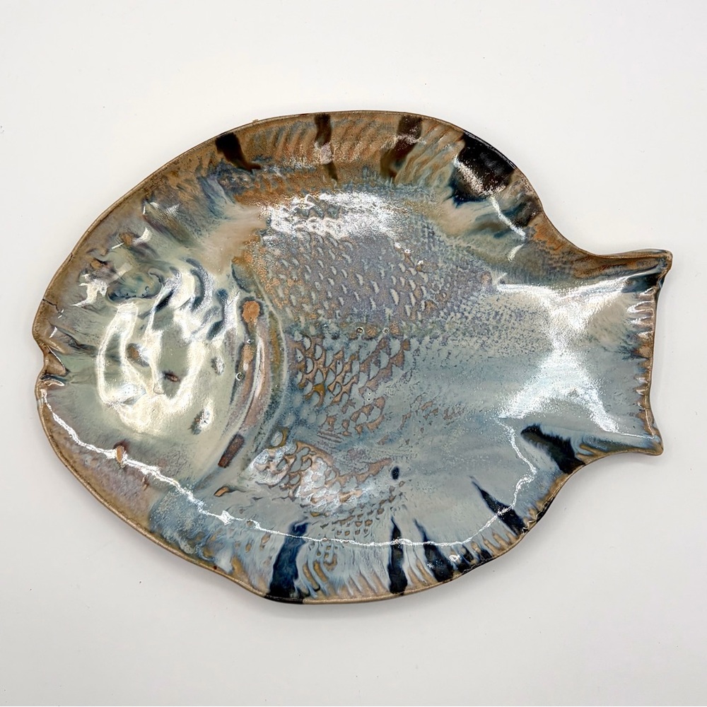 Studio Art Pottery Fish Shaped Plate - Decorative Serving Platter